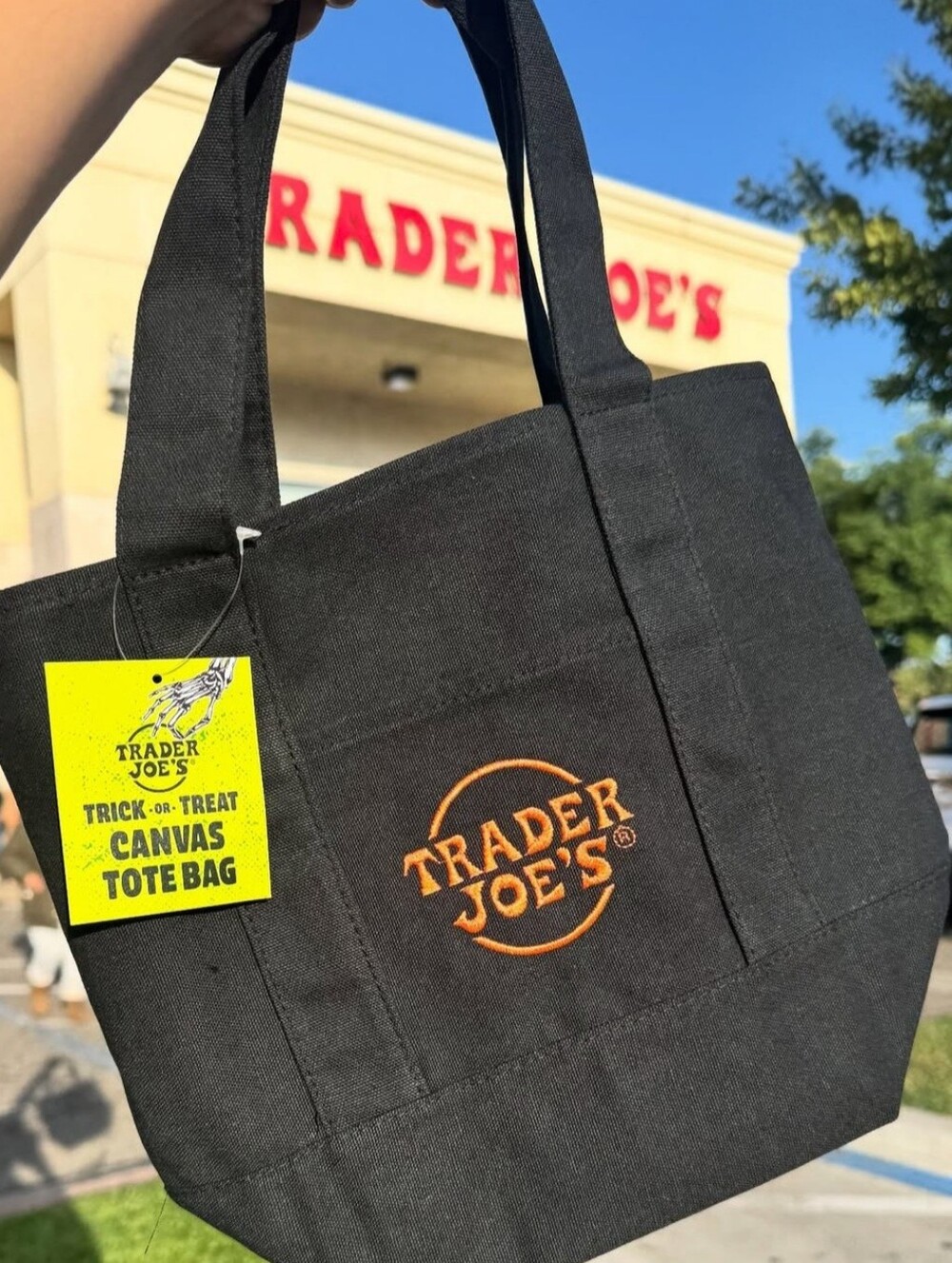 Trader Joe's Trick-or-Treat Black Mini Canvas Tote Bag
